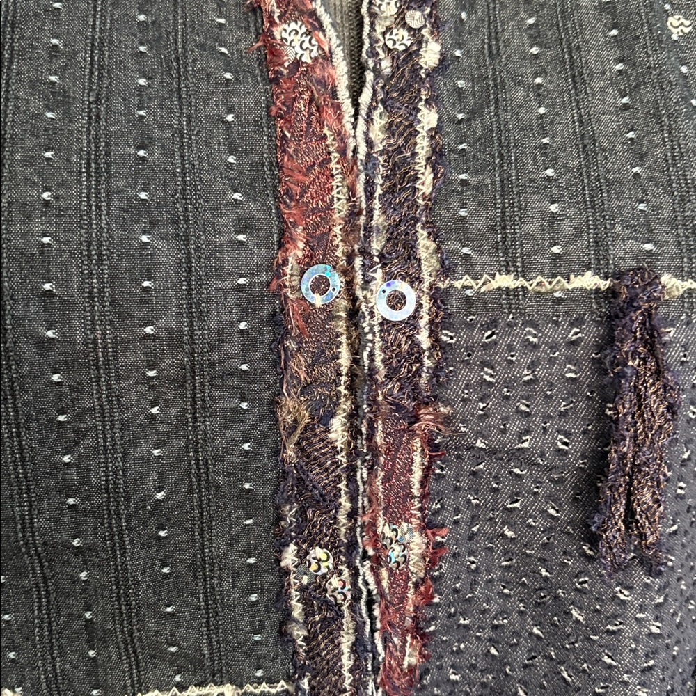 Yak Magik Artisan Boho Patchwork Jacket- Pure Cotton & Silk Fringe- Lagenlook - Picture 10 of 17